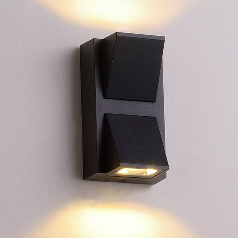 Rectangle/Cylinder/Triangle Wall Sconce Simplicity Metal 1/2-Light Black Finish LED Flush Mount for Porch 2.0 Black C Clearhalo 'Cast Iron' 'Glass' 'Industrial' 'Modern wall lights' 'Modern' 'Tiffany' 'Traditional wall lights' 'Wall Lamps & Sconces' 'Wall Lights' Lighting' 1985500