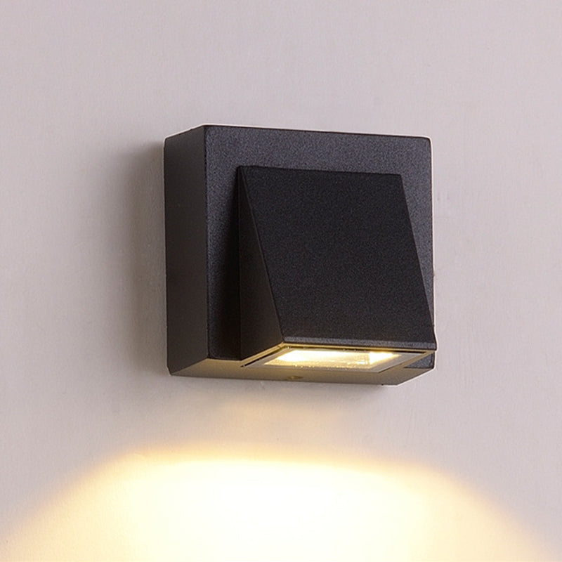 Rectangle/Cylinder/Triangle Wall Sconce Simplicity Metal 1/2-Light Black Finish LED Flush Mount for Porch 1.0 Black C Clearhalo 'Cast Iron' 'Glass' 'Industrial' 'Modern wall lights' 'Modern' 'Tiffany' 'Traditional wall lights' 'Wall Lamps & Sconces' 'Wall Lights' Lighting' 1985503