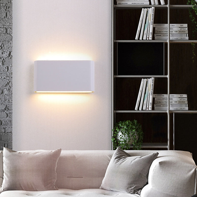 Black/White Oblong Flush Mount Wall Lamp Nordic Aluminum Small/Large LED Sconce Light Fixture Clearhalo 'Cast Iron' 'Glass' 'Industrial' 'Modern wall lights' 'Modern' 'Tiffany' 'Traditional wall lights' 'Wall Lamps & Sconces' 'Wall Lights' Lighting' 1985512