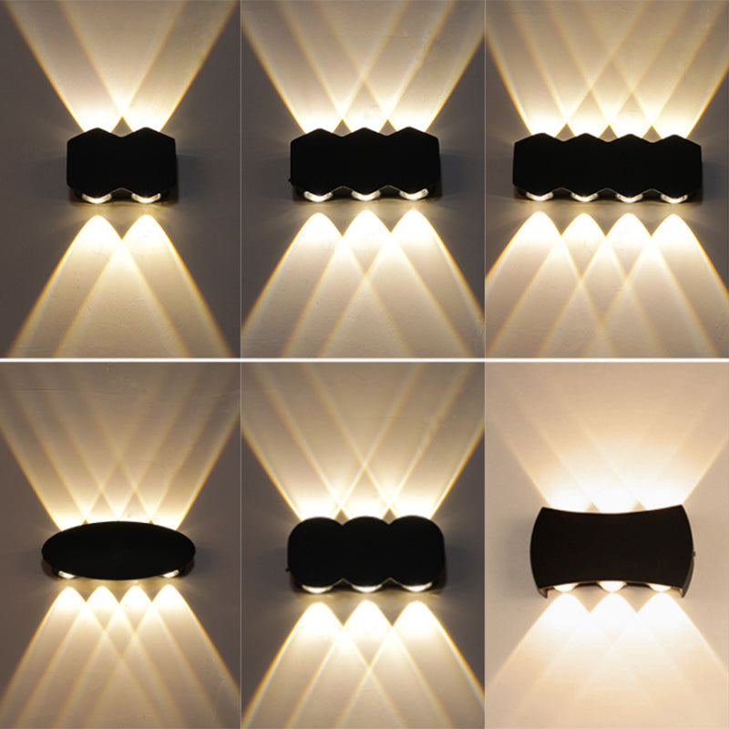 Ellipse/Curve/Honeycomb Mini Wall Light Nordic Metallic 4/6-Bulb Hallway LED Wall Washer Sconce in Black Clearhalo 'Cast Iron' 'Glass' 'Industrial' 'Modern wall lights' 'Modern' 'Tiffany' 'Traditional wall lights' 'Wall Lamps & Sconces' 'Wall Lights' Lighting' 1985530