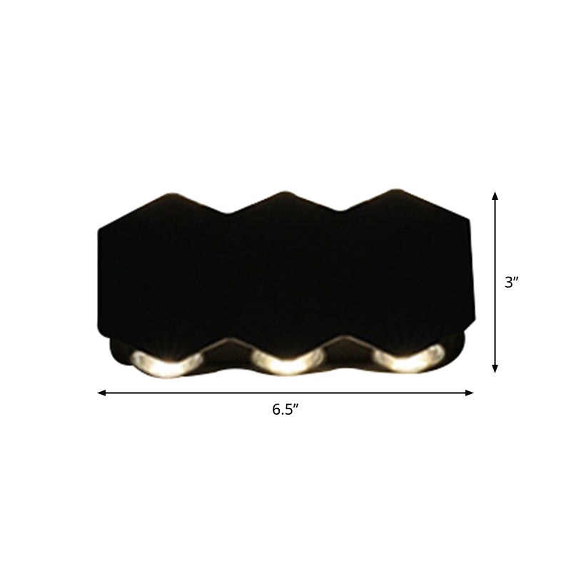 Ellipse/Curve/Honeycomb Mini Wall Light Nordic Metallic 4/6-Bulb Hallway LED Wall Washer Sconce in Black Clearhalo 'Cast Iron' 'Glass' 'Industrial' 'Modern wall lights' 'Modern' 'Tiffany' 'Traditional wall lights' 'Wall Lamps & Sconces' 'Wall Lights' Lighting' 1985539