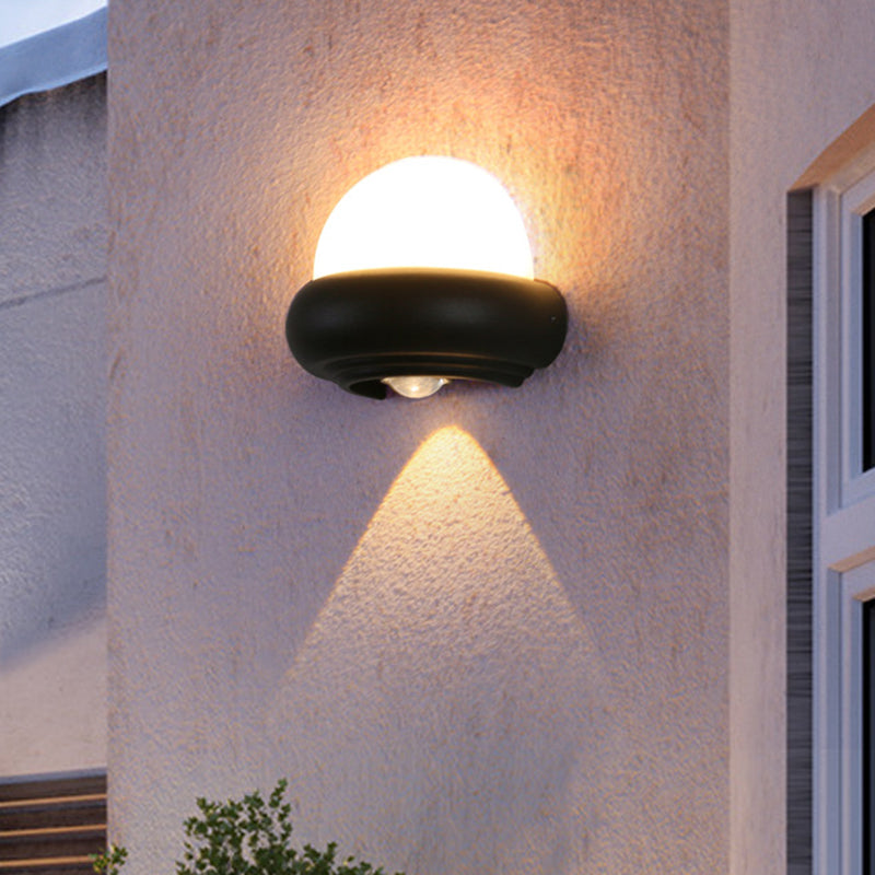 Plastic Ball Flush Wall Sconce Contemporary 1/2-Light Black Wall Lighting for Patio Clearhalo 'Cast Iron' 'Glass' 'Industrial' 'Modern wall lights' 'Modern' 'Tiffany' 'Traditional wall lights' 'Wall Lamps & Sconces' 'Wall Lights' Lighting' 1985584