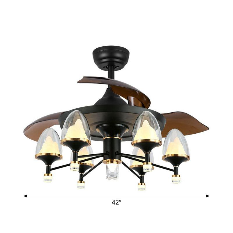 42" Wide Sputnik Living Room Ceiling Fan Light Metal LED Modernism Semi-Flush Mount with 4 Blades Clearhalo 'Ceiling Fans with Lights' 'Ceiling Fans' 'Modern Ceiling Fans' 'Modern' Lighting' 1985605