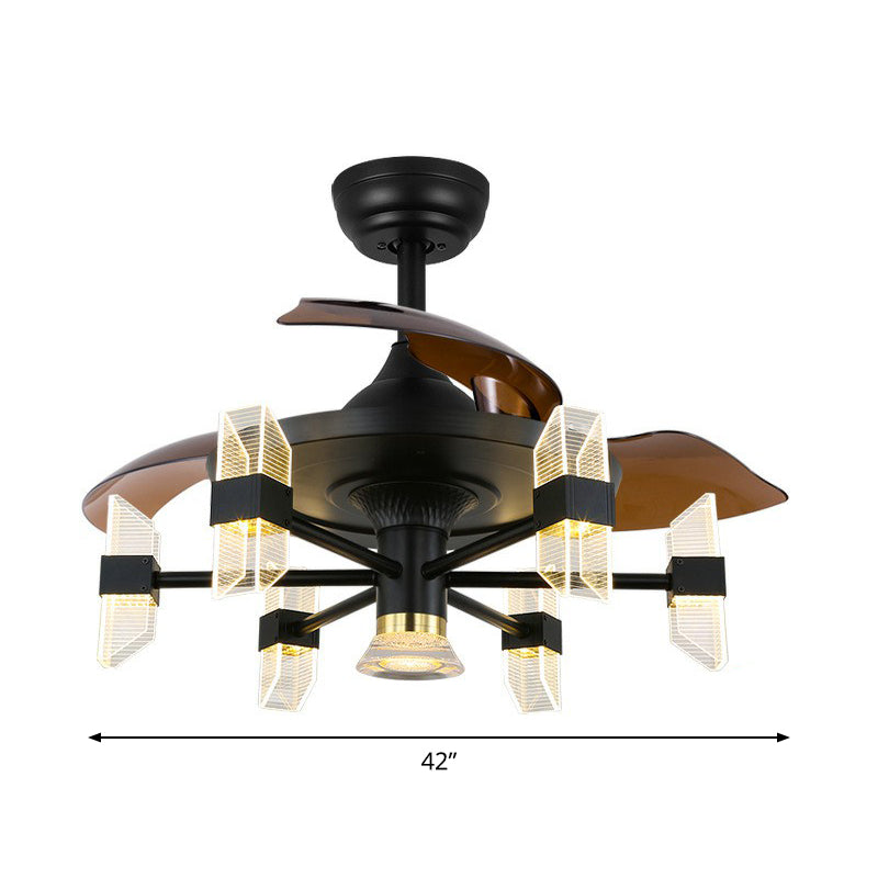 42" Wide Sputnik Living Room Ceiling Fan Light Metal LED Modernism Semi-Flush Mount with 4 Blades Clearhalo 'Ceiling Fans with Lights' 'Ceiling Fans' 'Modern Ceiling Fans' 'Modern' Lighting' 1985614