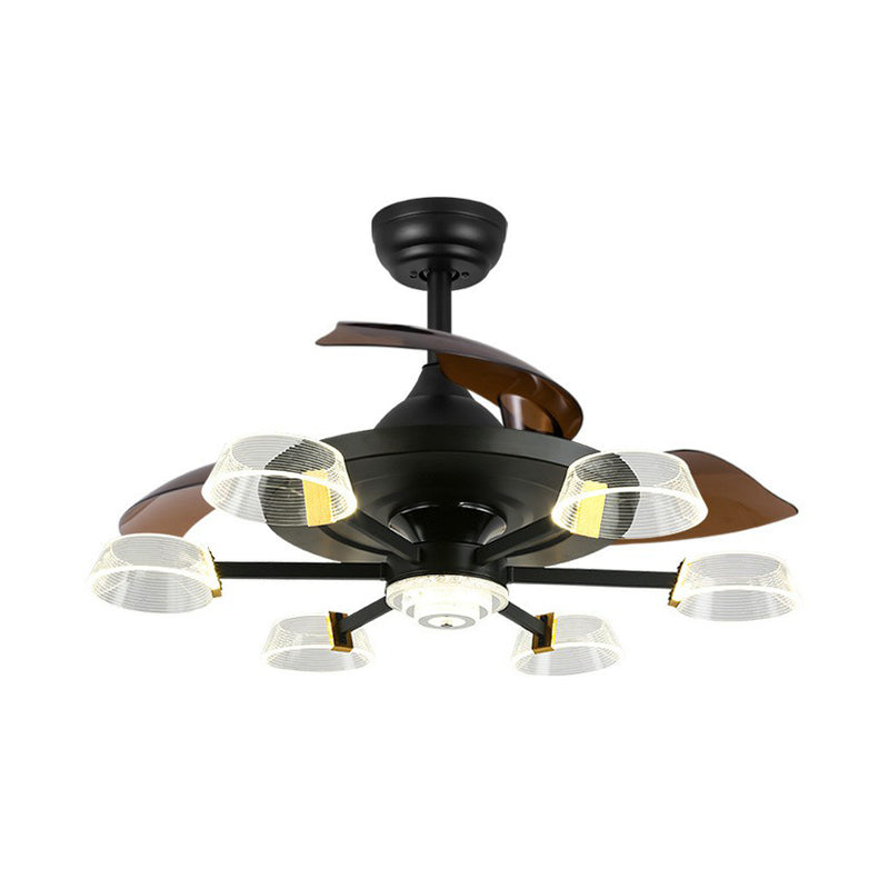 42" Wide Sputnik Living Room Ceiling Fan Light Metal LED Modernism Semi-Flush Mount with 4 Blades Clearhalo 'Ceiling Fans with Lights' 'Ceiling Fans' 'Modern Ceiling Fans' 'Modern' Lighting' 1985616