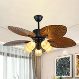 5-Blade 5 Heads Bedroom Ceiling Fan Lamp Modern Black Semi-Flush Light with Conic Plastic Shade, 52" Wide Black Clearhalo 'Ceiling Fans with Lights' 'Ceiling Fans' 'Modern Ceiling Fans' 'Modern' Lighting' 1985642