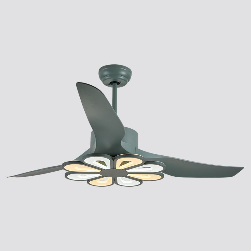 50" Wide Acrylic Geometric Semi Flush Light Modernist LED Hanging Fan Lamp Fixture, 5 Blades Clearhalo 'Ceiling Fans with Lights' 'Ceiling Fans' 'Modern Ceiling Fans' 'Modern' Lighting' 1985662