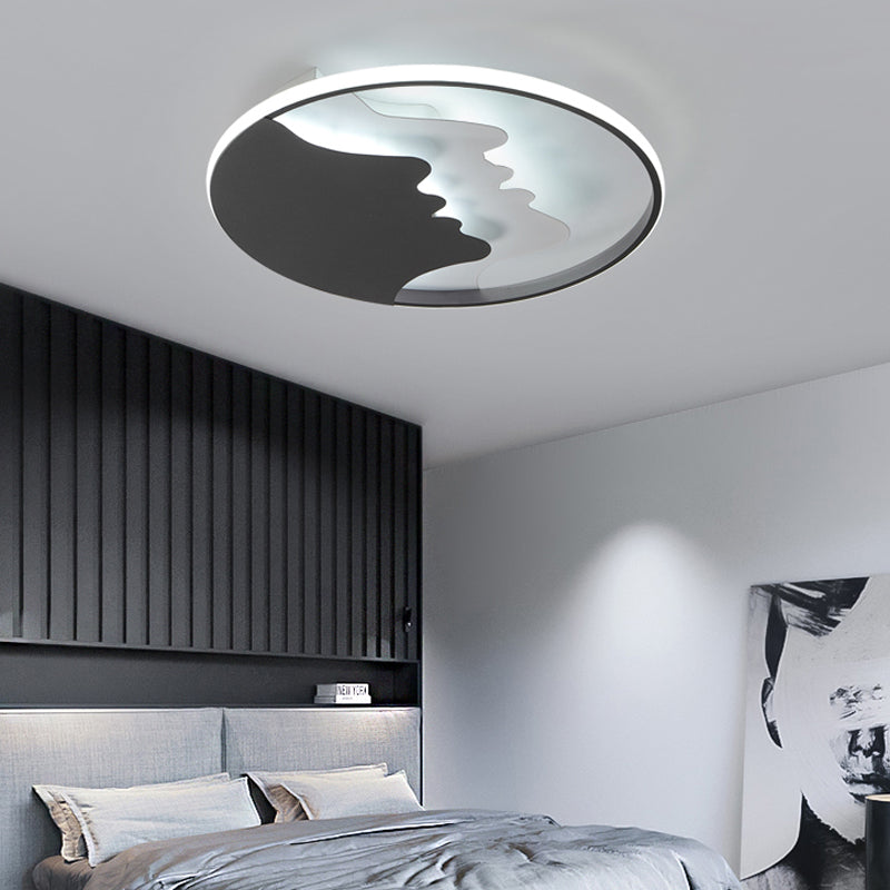 Bedroom Mountain Peak Flush Ceiling Light Acrylic Creative LED Ceiling Lamp in Black Black White Clearhalo 'Ceiling Lights' 'Close To Ceiling Lights' 'Close to ceiling' 'Flush mount' Lighting' 198571