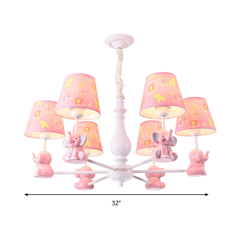 Pink Elephant Hanging Ceiling Lamp Kids 3/5/6/8 Lights Metal Pendant Light Fixture for Bedroom Clearhalo 'Ceiling Lights' 'Chandeliers' Lighting' options 198596