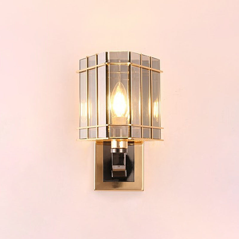 Postmodern 2/3-Tiered/Triangle Sconce Lamp Crystal 1/3-Light Bedside Flush Mount Wall Light in Gold Clearhalo 'Modern wall lights' 'Modern' 'Wall Lamps & Sconces' 'Wall Lights' Lighting' 1986312