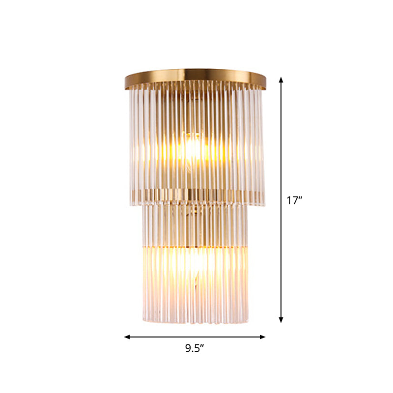 Postmodern 2/3-Tiered/Triangle Sconce Lamp Crystal 1/3-Light Bedside Flush Mount Wall Light in Gold Clearhalo 'Modern wall lights' 'Modern' 'Wall Lamps & Sconces' 'Wall Lights' Lighting' 1986322