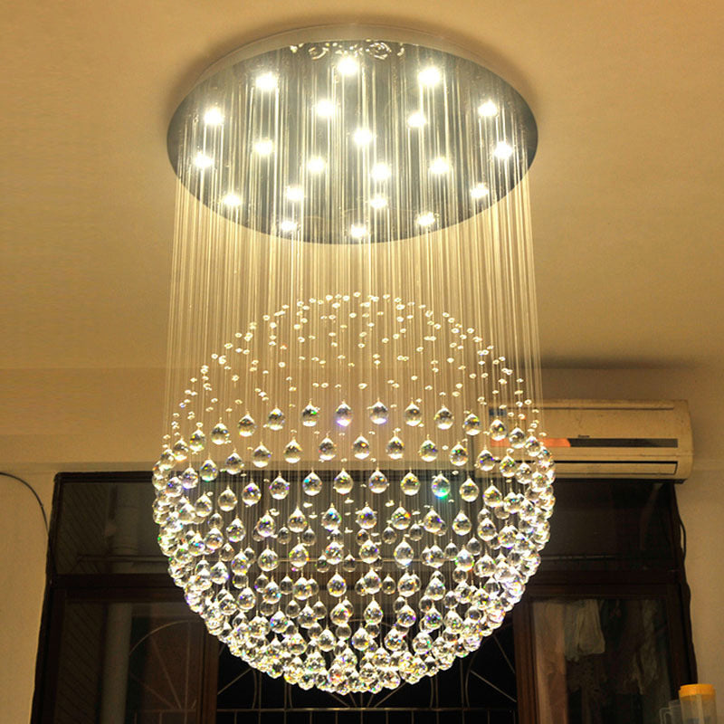 Crystal Sphere Ceiling Lamp Glam Modern 5 Lights Stainless Steel Flush Mount Lighting Clearhalo 'Ceiling Lights' 'Close To Ceiling Lights' 'Close to ceiling' 'Flush mount' Lighting' 1986445