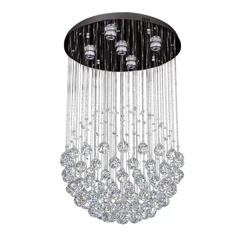 Crystal Sphere Ceiling Lamp Glam Modern 5 Lights Stainless Steel Flush Mount Lighting Clearhalo 'Ceiling Lights' 'Close To Ceiling Lights' 'Close to ceiling' 'Flush mount' Lighting' 1986447