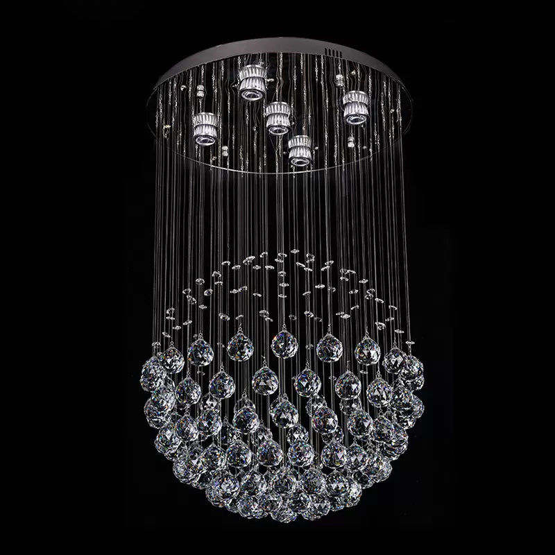 Crystal Sphere Ceiling Lamp Glam Modern 5 Lights Stainless Steel Flush Mount Lighting Clearhalo 'Ceiling Lights' 'Close To Ceiling Lights' 'Close to ceiling' 'Flush mount' Lighting' 1986448