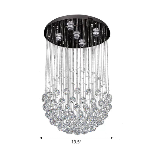 Crystal Sphere Ceiling Lamp Glam Modern 5 Lights Stainless Steel Flush Mount Lighting Clearhalo 'Ceiling Lights' 'Close To Ceiling Lights' 'Close to ceiling' 'Flush mount' Lighting' 1986449
