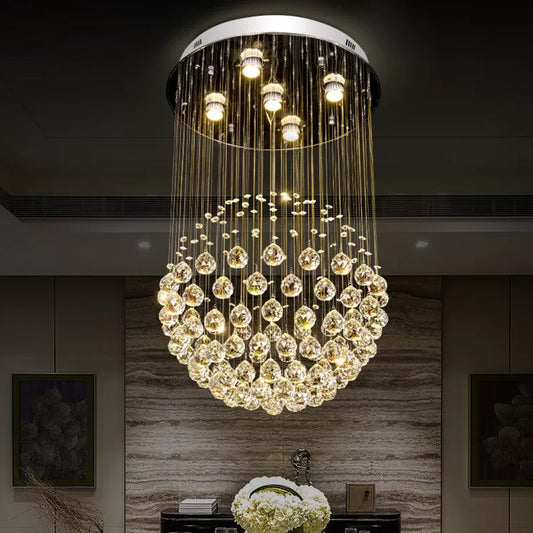 Sphere Flush Mount Ceiling Light Contemporary Crystal Orb 5-Light Living Room Flushmount in Stainless Steel Clearhalo 'Ceiling Lights' 'Close To Ceiling Lights' 'Close to ceiling' 'Flush mount' Lighting' 1986452