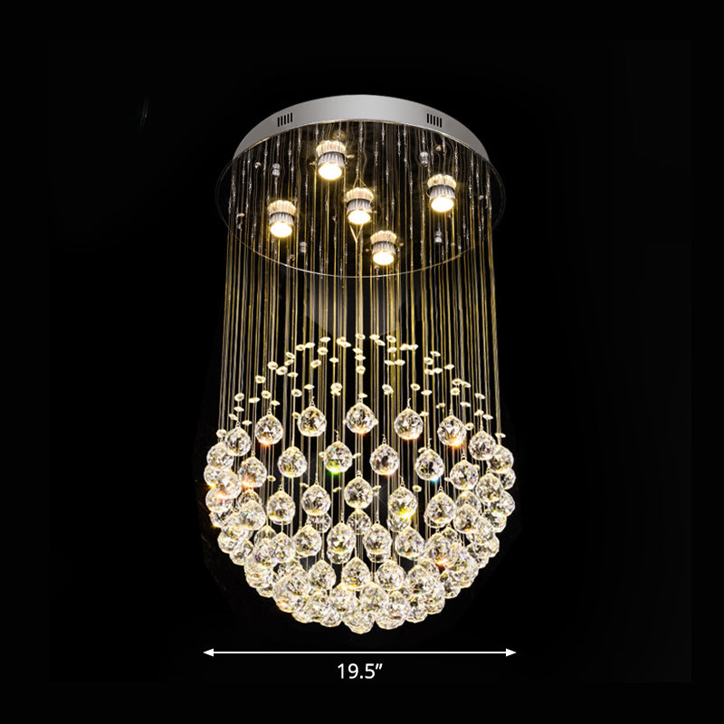 Sphere Flush Mount Ceiling Light Contemporary Crystal Orb 5-Light Living Room Flushmount in Stainless Steel Clearhalo 'Ceiling Lights' 'Close To Ceiling Lights' 'Close to ceiling' 'Flush mount' Lighting' 1986455
