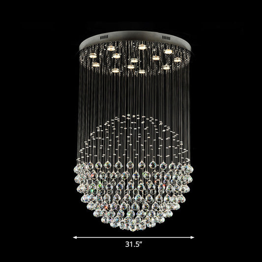 Modern Globe Flushmount Light Crystal 3/5/14 Bulbs Restaurant Ceiling Fixture in Stainless Steel Clearhalo 'Ceiling Lights' 'Close To Ceiling Lights' 'Close to ceiling' 'Flush mount' Lighting' 1986460