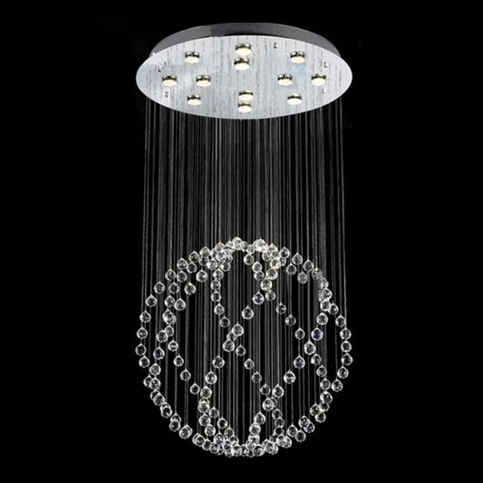 Twisted Crystal Orb Flush Light Modern 12-Head Stainless Steel Ceiling Mounted Lamp Clearhalo 'Ceiling Lights' 'Close To Ceiling Lights' 'Close to ceiling' 'Flush mount' Lighting' 1986467