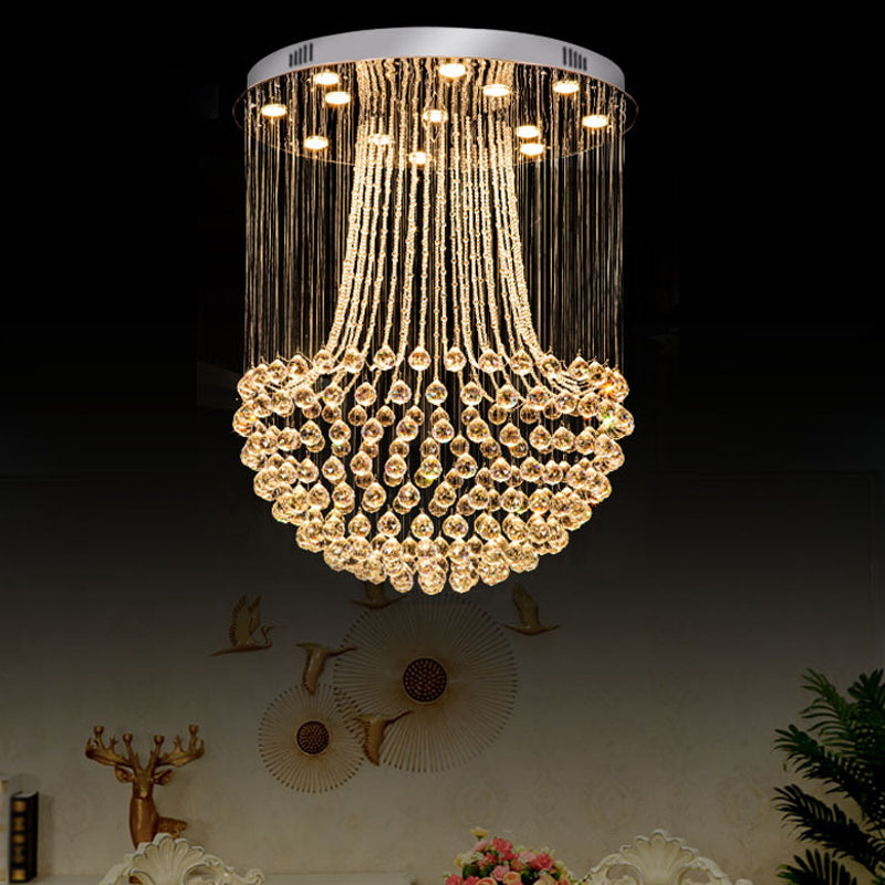 Crystal Mushroom Flush Mount Contemporary 13 Lights Flushmount Ceiling Lamp in Stainless Steel Clearhalo 'Ceiling Lights' 'Close To Ceiling Lights' 'Close to ceiling' 'Flush mount' Lighting' 1986470