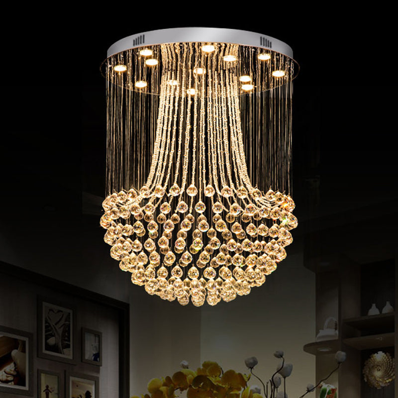 Crystal Mushroom Flush Mount Contemporary 13 Lights Flushmount Ceiling Lamp in Stainless Steel Clearhalo 'Ceiling Lights' 'Close To Ceiling Lights' 'Close to ceiling' 'Flush mount' Lighting' 1986471