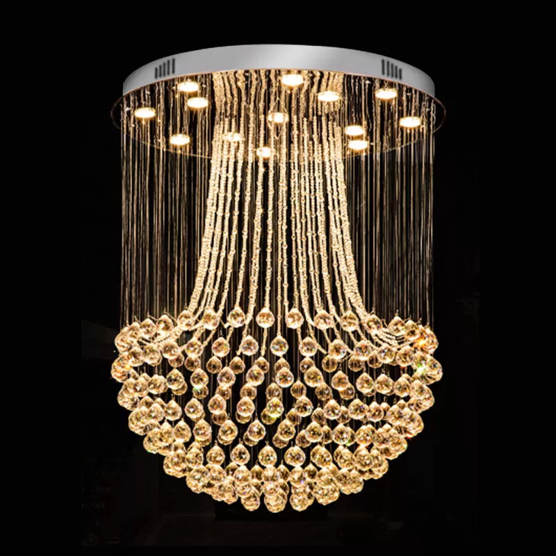 Crystal Mushroom Flush Mount Contemporary 13 Lights Flushmount Ceiling Lamp in Stainless Steel Clearhalo 'Ceiling Lights' 'Close To Ceiling Lights' 'Close to ceiling' 'Flush mount' Lighting' 1986473