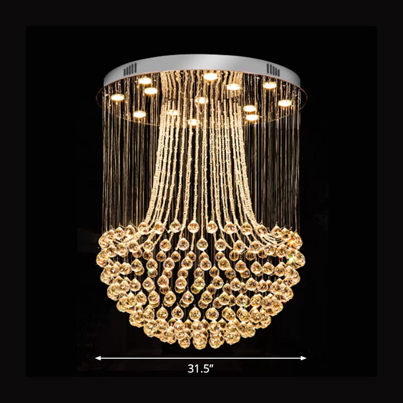 Crystal Mushroom Flush Mount Contemporary 13 Lights Flushmount Ceiling Lamp in Stainless Steel Clearhalo 'Ceiling Lights' 'Close To Ceiling Lights' 'Close to ceiling' 'Flush mount' Lighting' 1986474