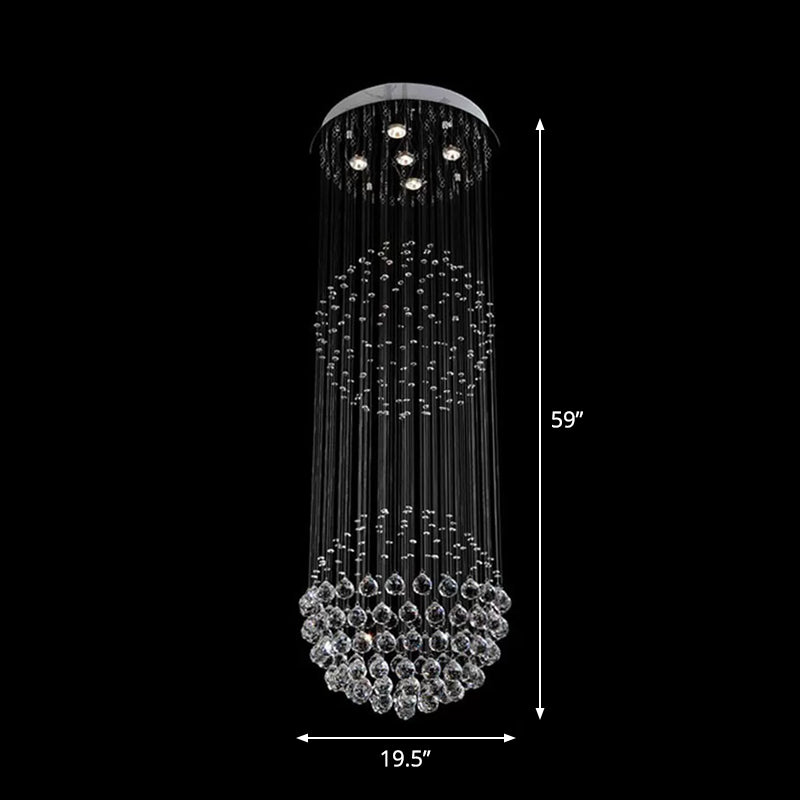 Spherical Hotel Ceiling Lamp Crystal 5 Lights Modern Style Flush-Mount Light in Stainless Steel Clearhalo 'Ceiling Lights' 'Close To Ceiling Lights' 'Close to ceiling' 'Flush mount' Lighting' 1986477