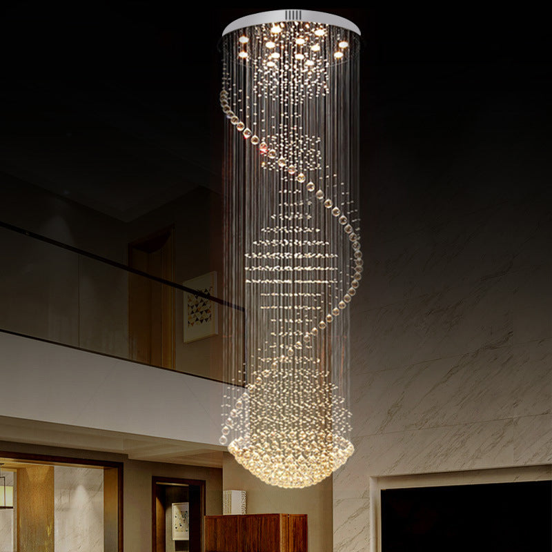 94.5" High Spiral Flush Mounted Light Modernist Crystal 13-Light Stainless Steel Ceiling Lighting Clearhalo 'Ceiling Lights' 'Close To Ceiling Lights' 'Close to ceiling' 'Flush mount' Lighting' 1986479