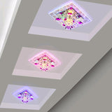 Floral Flush Mount Light Nordic Faceted Crystal LED Purple Close to Ceiling Lighting for Corridor Purple Blue Clearhalo 'Ceiling Lights' 'Close To Ceiling Lights' 'Close to ceiling' 'Flush mount' Lighting' 1986544