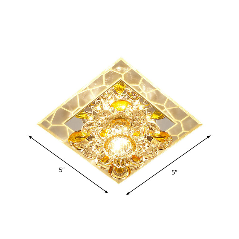 Simple LED Flush Ceiling Light Flower Flush Mount Lighting Fixture with Beveled Crystal Shade Clearhalo 'Ceiling Lights' 'Close To Ceiling Lights' 'Close to ceiling' 'Flush mount' Lighting' 1986553