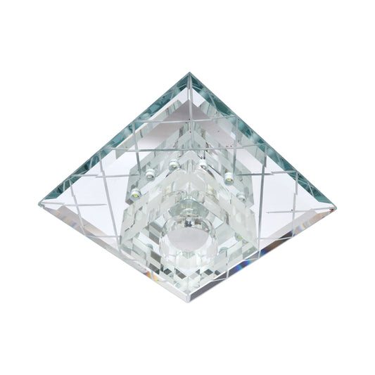 Cubic Flush Mount Lamp Modernist Clear Crystal LED Corridor Close to Ceiling Light in Chrome Clearhalo 'Ceiling Lights' 'Close To Ceiling Lights' 'Close to ceiling' 'Flush mount' Lighting' 1986562