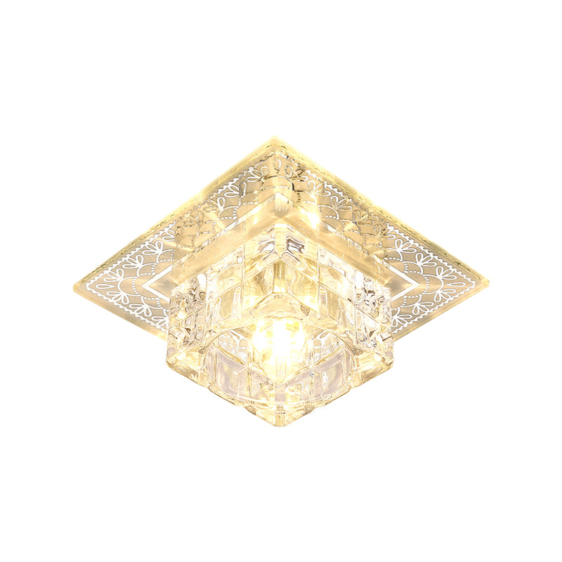 Square Clear Crystal Flushmount Light Modern Style LED Chrome Close to Ceiling Light for Porch Clearhalo 'Ceiling Lights' 'Close To Ceiling Lights' 'Close to ceiling' 'Flush mount' Lighting' 1986583