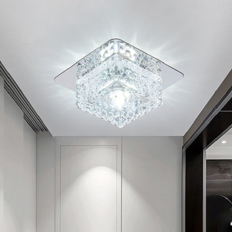 Beveled Crystal Square Flush Ceiling Light Minimalist LED Chrome Flushmount Lighting Chrome Clearhalo 'Ceiling Lights' 'Close To Ceiling Lights' 'Close to ceiling' 'Flush mount' Lighting' 1986586