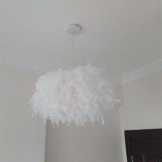 Minimalist Spheroid Hanging Light Fixture Feather 1-Bulb 18"/21.5" W Dining Room Suspension Pendant in White Clearhalo 'Ceiling Lights' 'Modern Pendants' 'Modern' 'Pendant Lights' 'Pendants' Lighting' 1986638
