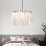 White Round Pendant Lighting Postmodern Style 1 Head Feather Hanging Light Fixture Clearhalo 'Ceiling Lights' 'Modern Pendants' 'Modern' 'Pendant Lights' 'Pendants' Lighting' 1986680