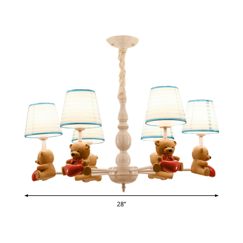 Cartoon Tapered Shade Hanging Lamp Fixture Fabric Chandelier in Brown for Living Room Clearhalo 'Ceiling Lights' 'Chandeliers' Lighting' options 198693