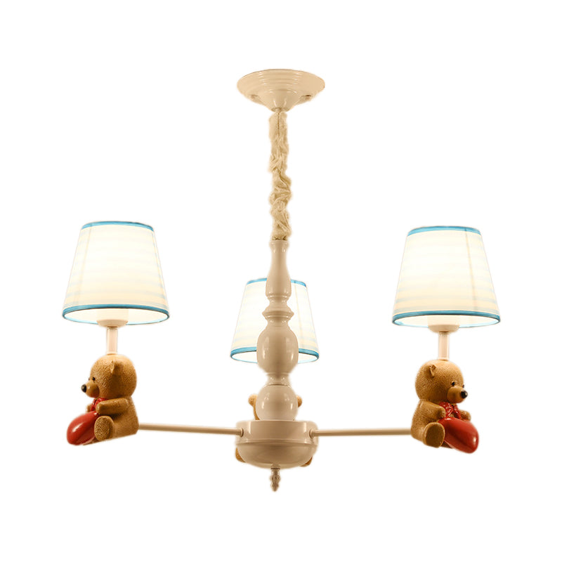 Cartoon Tapered Shade Hanging Lamp Fixture Fabric Chandelier in Brown for Living Room Clearhalo 'Ceiling Lights' 'Chandeliers' Lighting' options 198695