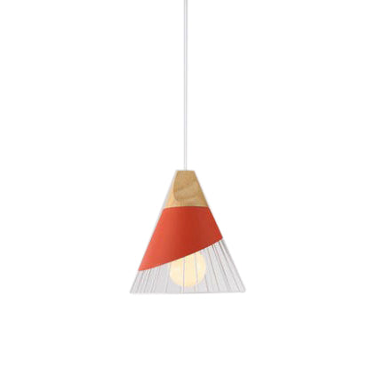 Modernism Cone Pendant Light 1 Light Aluminum and Wood Pendant Ceiling Light in Black/Blue for Dining Table Red Clearhalo 'Ceiling Lights' 'Modern Pendants' 'Modern' 'Pendant Lights' 'Pendants' Lighting' 19871