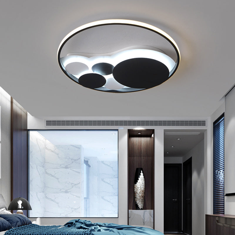 Simple Style Circular Flush Mount Light Acrylic Black LED Ceiling Light for Cloth Shop Black White Clearhalo 'Ceiling Lights' 'Close To Ceiling Lights' 'Close to ceiling' 'Flush mount' Lighting' 198748