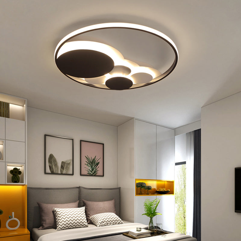 Simple Style Circular Flush Mount Light Acrylic Black LED Ceiling Light for Cloth Shop Black Warm Clearhalo 'Ceiling Lights' 'Close To Ceiling Lights' 'Close to ceiling' 'Flush mount' Lighting' 198749