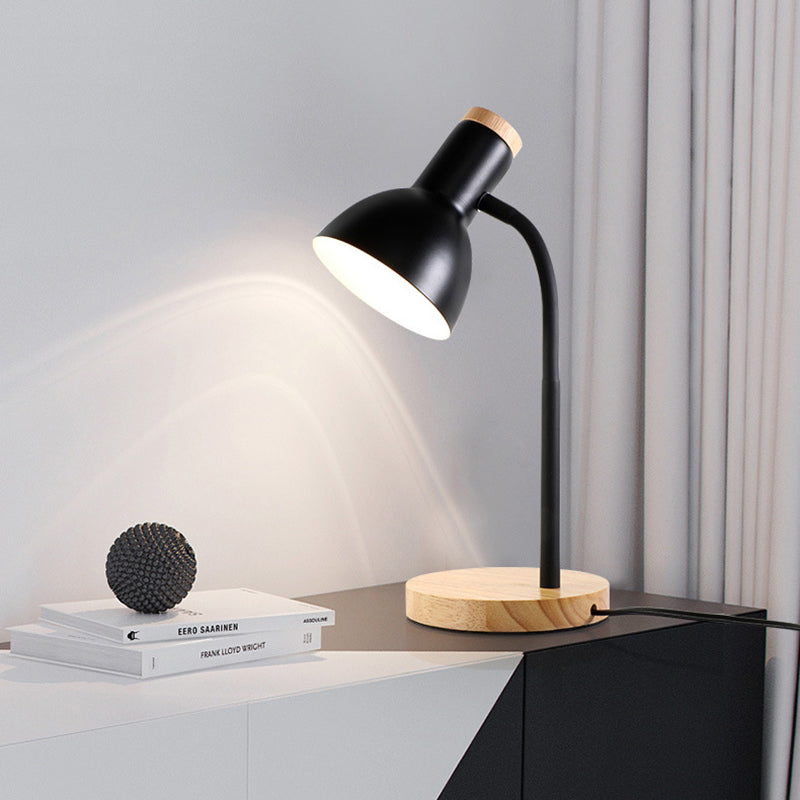 Touch Shape Dormitory Desk Light Metal 1 Head Nordic Reading Light with Plug In Cord Black Clearhalo 'Lamps' 'Table Lamps' Lighting' 198753