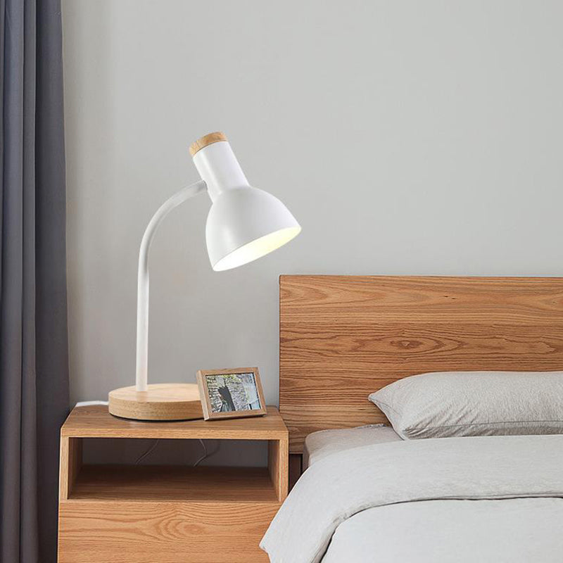 Touch Shape Dormitory Desk Light Metal 1 Head Nordic Reading Light with Plug In Cord White Clearhalo 'Lamps' 'Table Lamps' Lighting' 198760