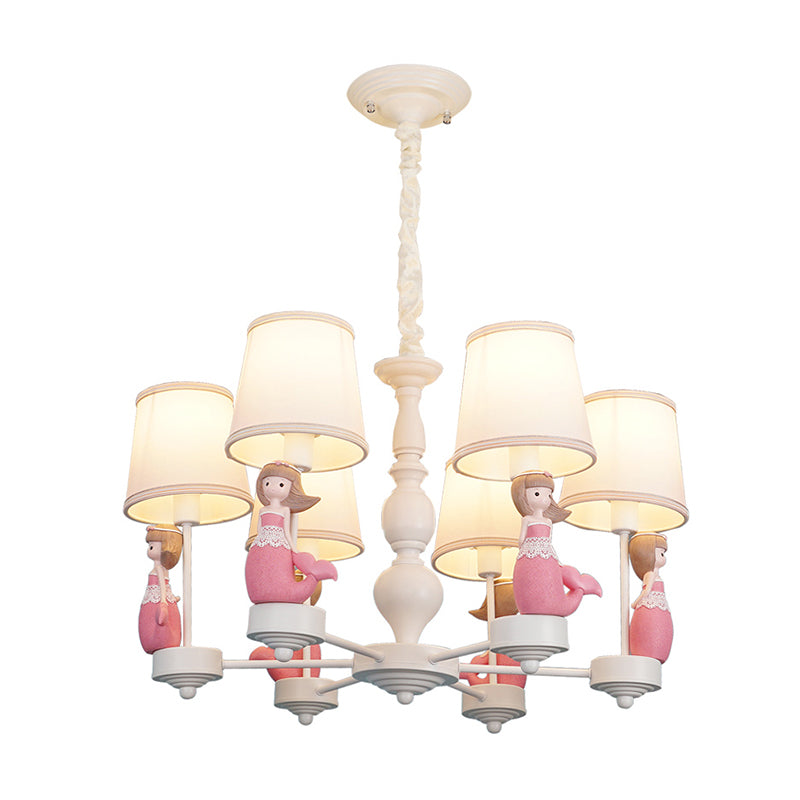 Cartoon Hanging Chandelier with Tapered Shade Fabric Pendant Light Fixture for Bedroom Clearhalo 'Ceiling Lights' 'Chandeliers' Lighting' options 198769
