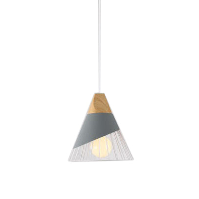 Modernism Cone Pendant Light 1 Light Aluminum and Wood Pendant Ceiling Light in Black/Blue for Dining Table Grey Clearhalo 'Ceiling Lights' 'Modern Pendants' 'Modern' 'Pendant Lights' 'Pendants' Lighting' 19877