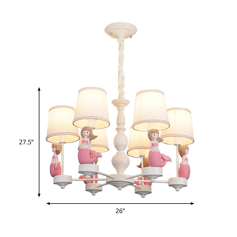 Cartoon Hanging Chandelier with Tapered Shade Fabric Pendant Light Fixture for Bedroom Clearhalo 'Ceiling Lights' 'Chandeliers' Lighting' options 198770