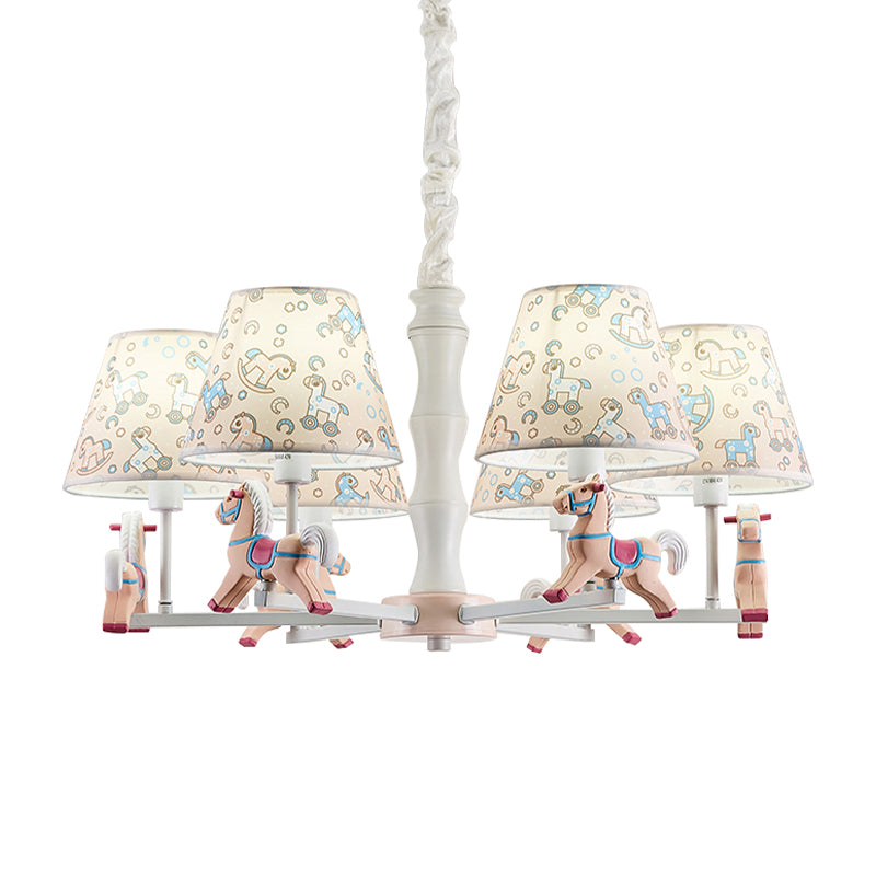 Fabric Tapered Shade Hanging Ceiling Lamp Cartoon Pendant Lighting for Kid Bedroom Clearhalo 'Ceiling Lights' 'Chandeliers' Lighting' options 198785