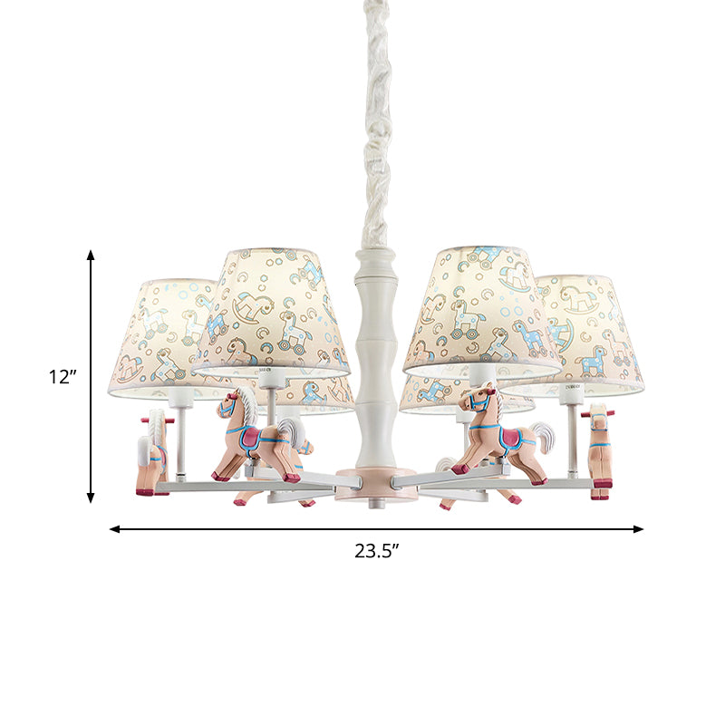 Fabric Tapered Shade Hanging Ceiling Lamp Cartoon Pendant Lighting for Kid Bedroom Clearhalo 'Ceiling Lights' 'Chandeliers' Lighting' options 198786