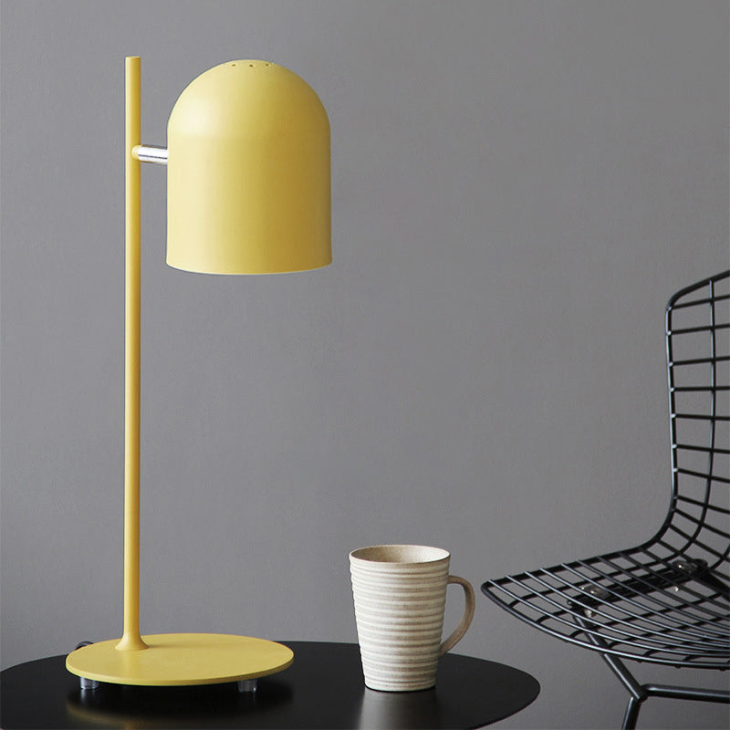 Rotatable Metal Cup Study Light 1 Head Macaron Loft Desk Light with Plug In Cord for Office Yellow Clearhalo 'Lamps' 'Table Lamps' Lighting' 198789