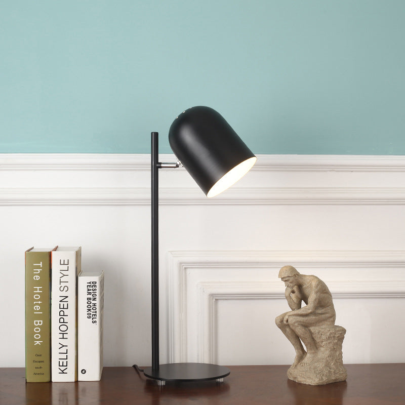 Rotatable Metal Cup Study Light 1 Head Macaron Loft Desk Light with Plug In Cord for Office Black Clearhalo 'Lamps' 'Table Lamps' Lighting' 198797